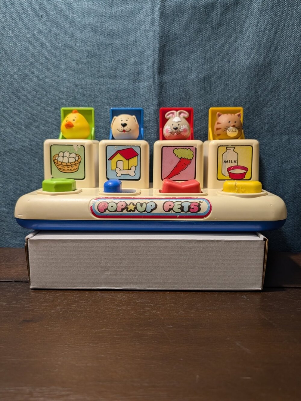 Vintage Shelcore Pop Up Pets 1984 | Baby Activity Toy | Farm Animals Dog Cat